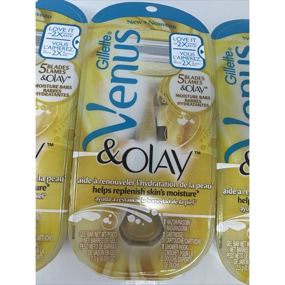 LOT OF 3 Gillette Venus & Olay Razor plus shower hook NEW yellow - Picture 3 of 7